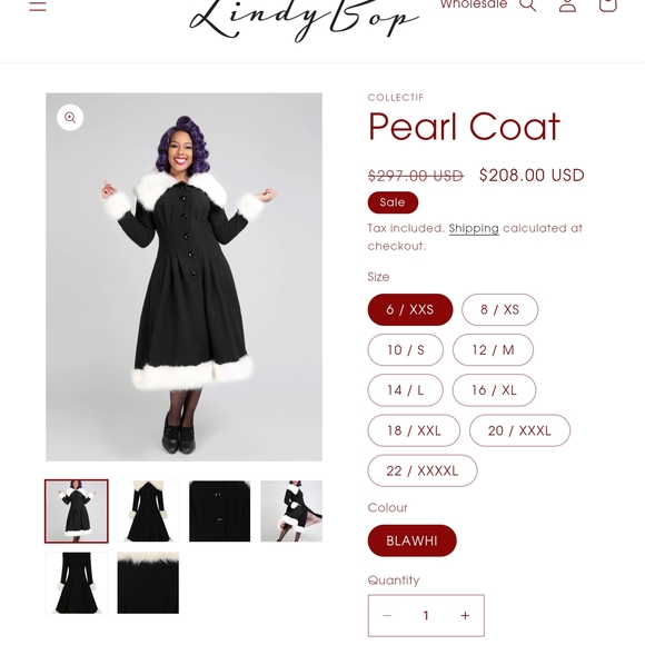 Collectif Pearl Coat in RARE black and white GORGEOUS! XS/S UK 8 - Picture 2 of 2